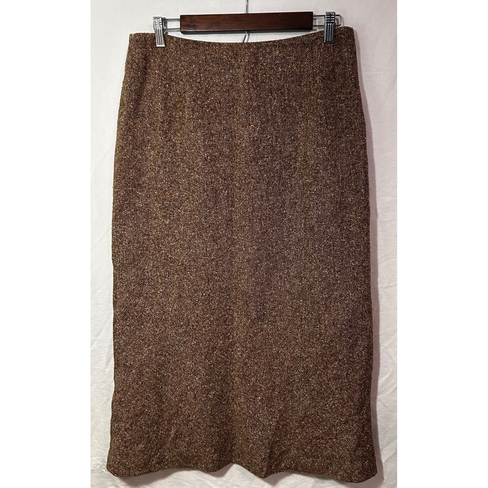 Vintage Brown Eddie Bauer Wool and Silk Blend Pencil Skirt Womens 12 Petite